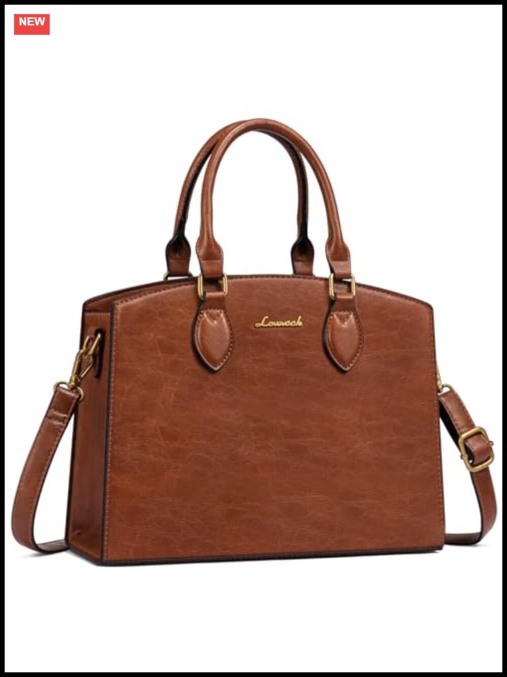 Vintage PU Leather Satchel Handbag Tote Crossbody Shoulder Bag Medium